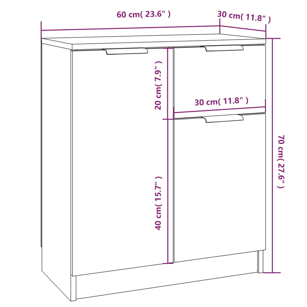 Buffet Blanc 60x30x70 cm Bois d'ingénierie