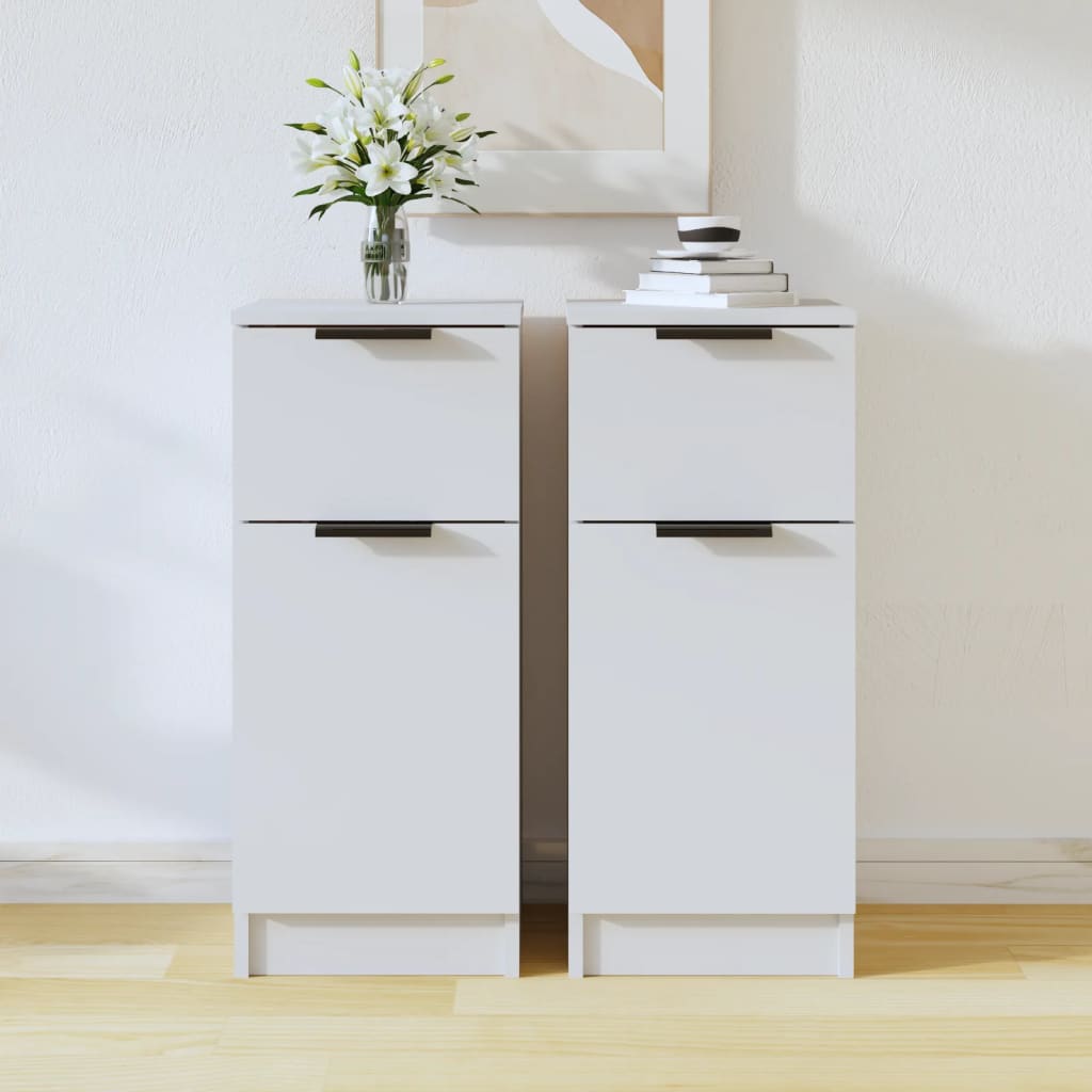 Buffets 2 pcs blanc 30x30x70 cm bois d'ingénierie