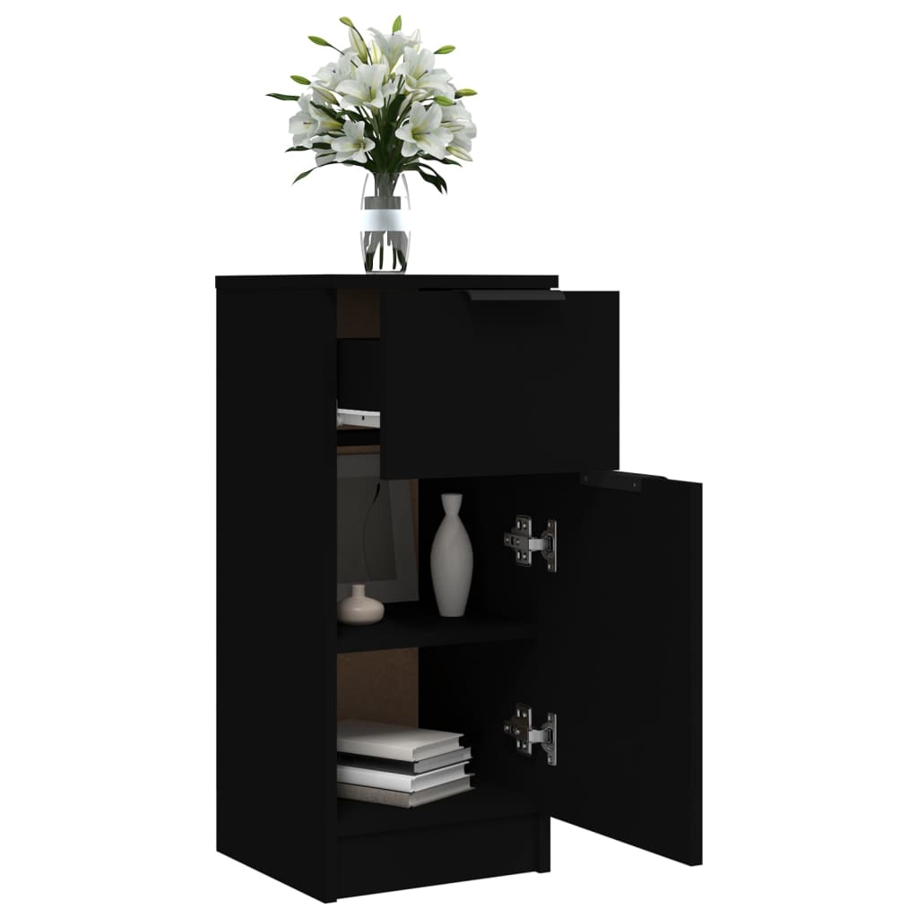 Buffet noir 30x30x70 cm bois d'ingénierie