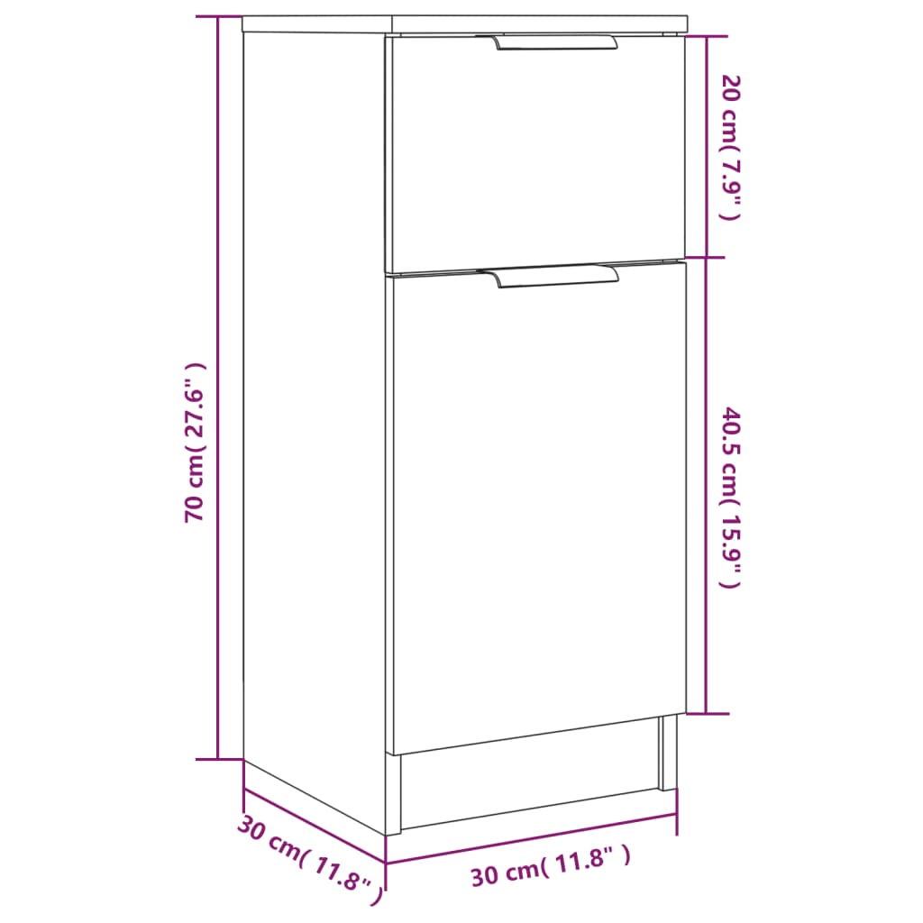 Buffets 2 pcs Chêne Sonoma 30x30x70 cm Bois d'ingénierie