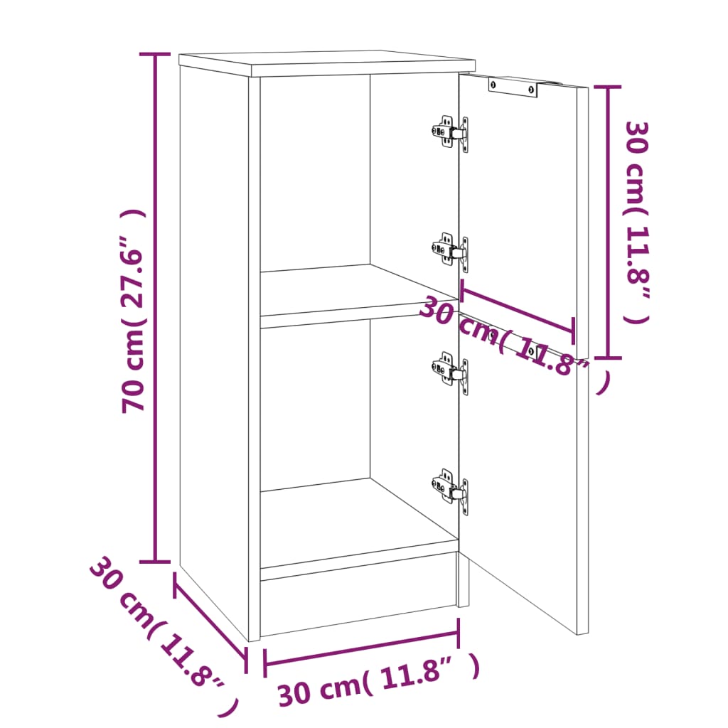 Buffet Blanc 30x30x70 cm Bois d'ingénierie