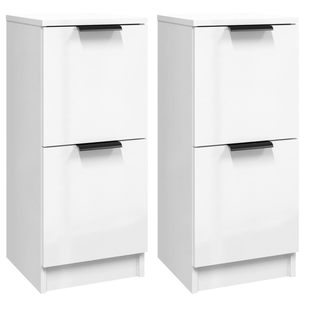 Buffets 2 pcs Blanc brillant 30x30x70 cm Bois d'ingénierie