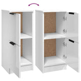 Buffets 2 pcs Blanc brillant 30x30x70 cm Bois d'ingénierie