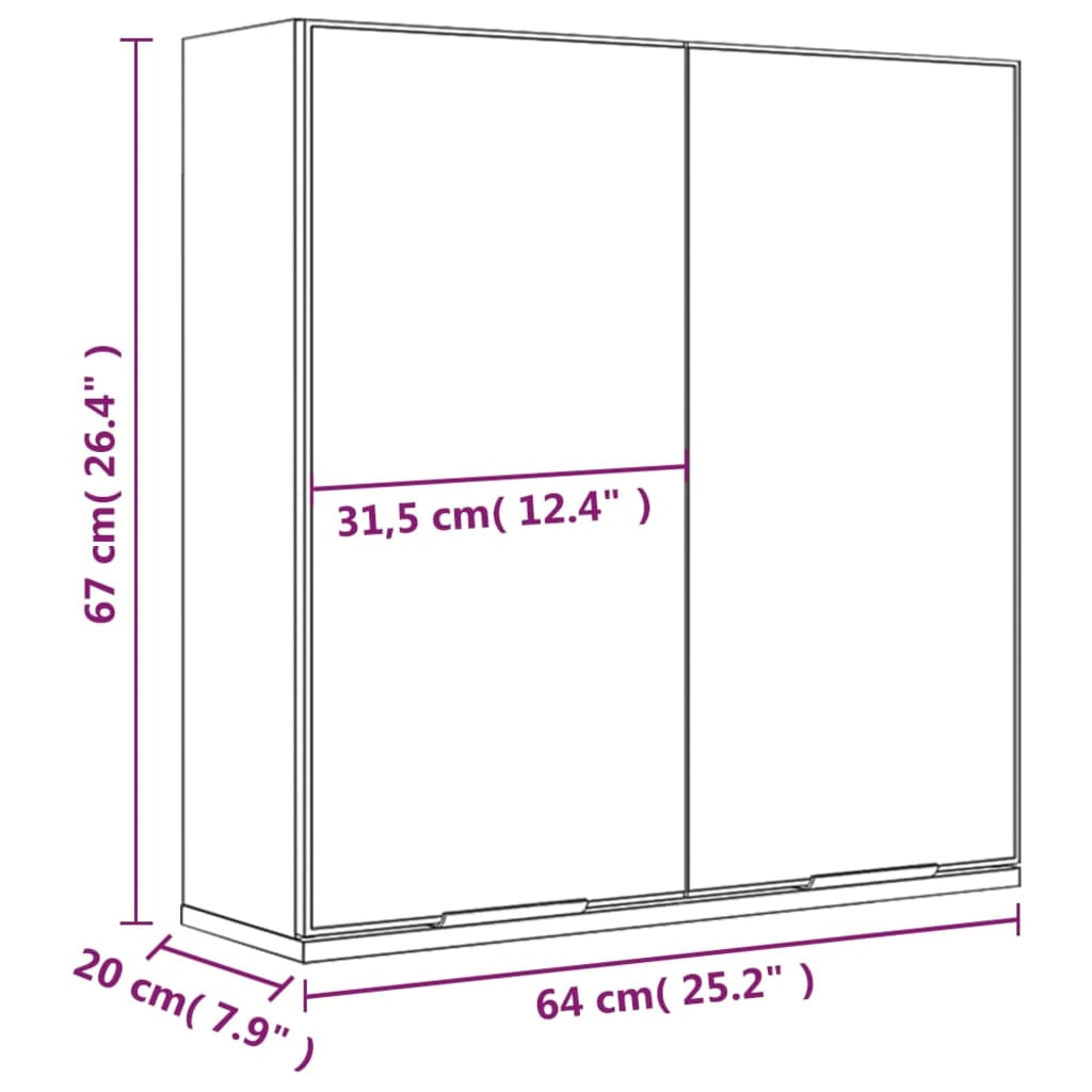 Badezimmerspiegelschrank Weiß 64x20x67 cm