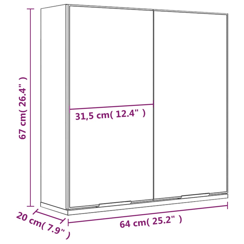 Armoire à miroir de salle de bain Chêne sonoma 64x20x67 cm