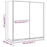 Armoire à miroir de salle de bain Gris béton 64x20x67 cm