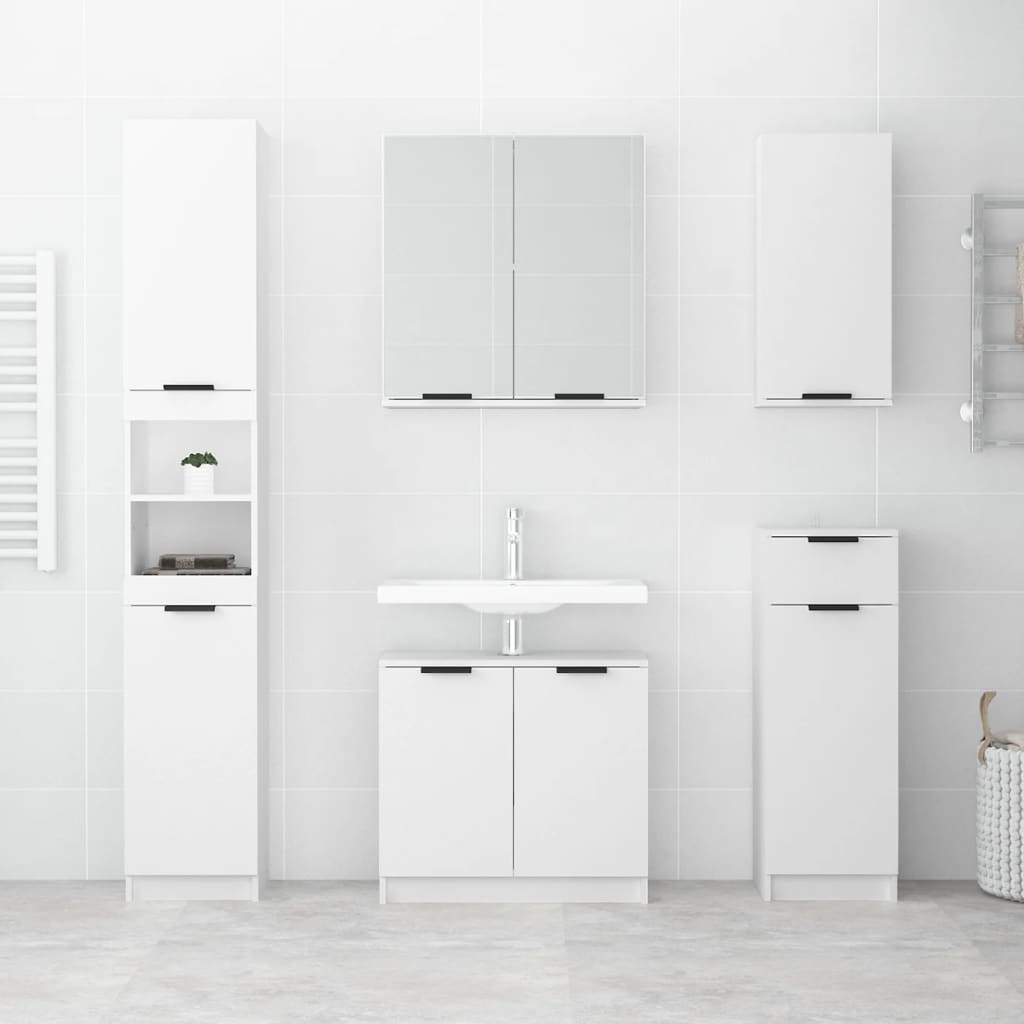 White bathroom cabinet 32x34x188.5 cm engineered wood