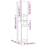 White bathroom cabinet 32x34x188.5 cm engineered wood