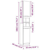 Armoire de salle de bain gris béton 32x34x188,5 cm