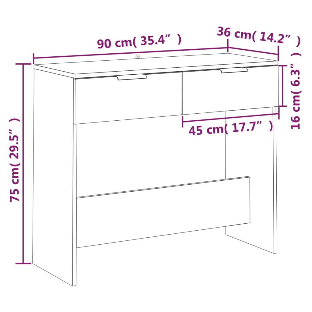 Table console Gris béton 90x36x75 cm Bois d'ingénierie