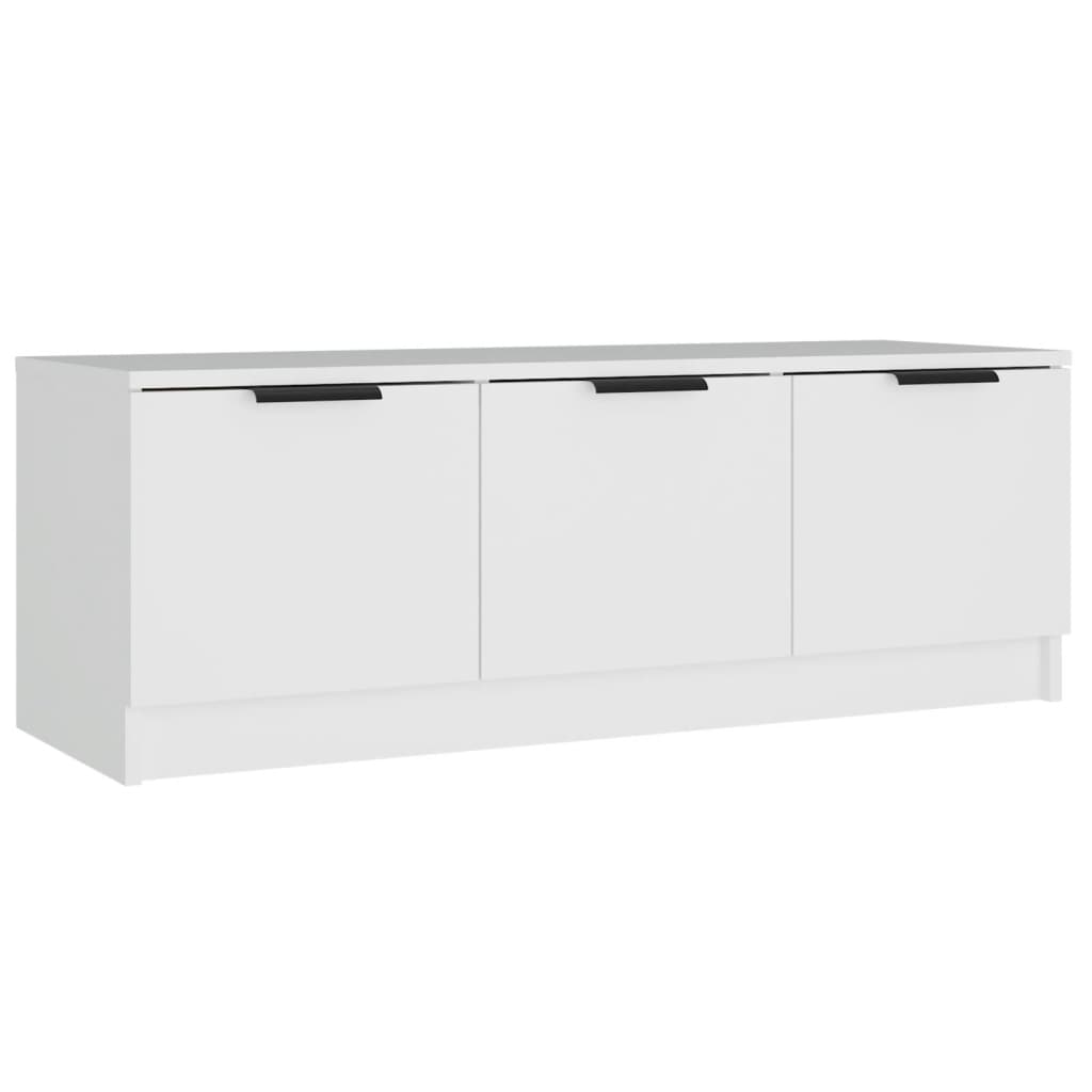 Meuble TV Blanc 102x35x36,5 cm Bois d'ingénierie