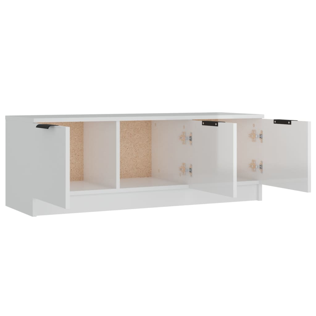 Meuble TV Blanc brillant 102x35x36,5 cm Bois d'ingénierie