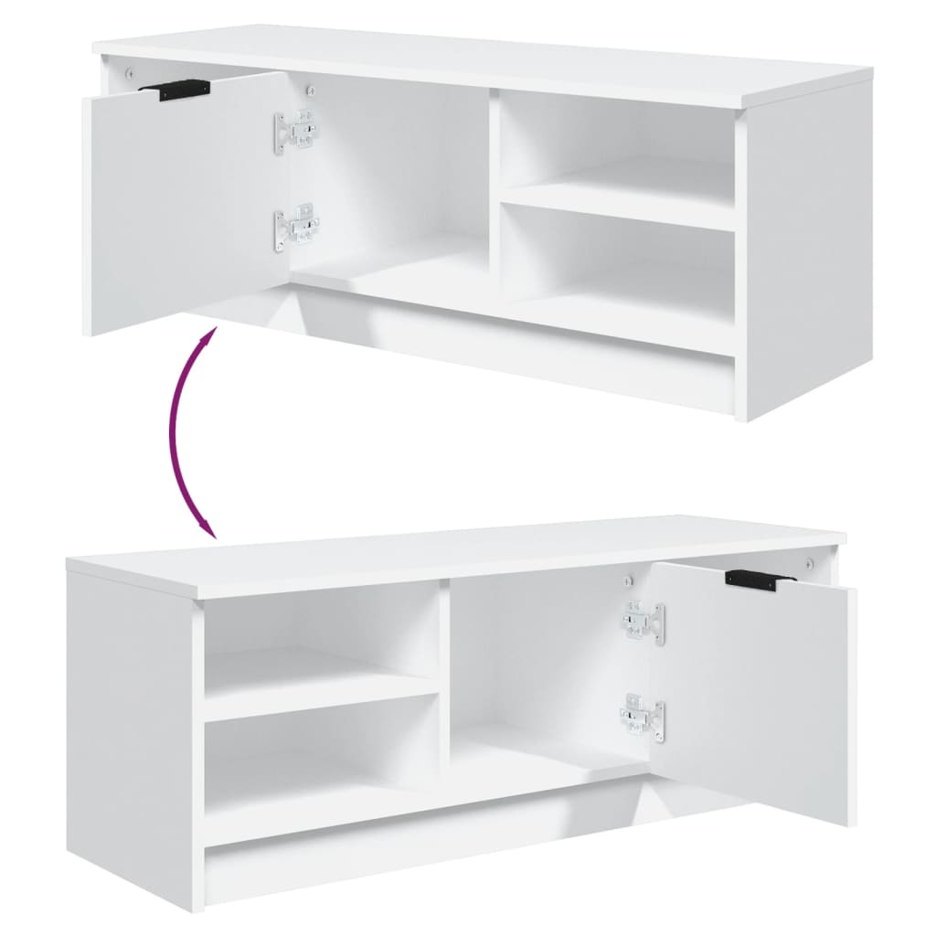 White TV cabinet 102x35.5x36.5 cm Engineered wood