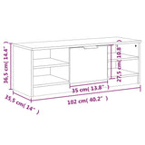 Meuble TV Blanc 102x35,5x36,5 cm Bois d'ingénierie