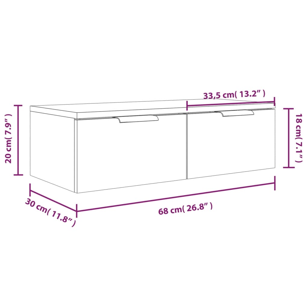 Armoire murale blanc 68x30x20 cm bois d'ingénierie