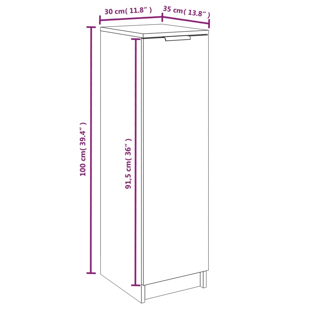 Armoire à chaussures Blanc 30x35x100 cm Bois d'ingénierie