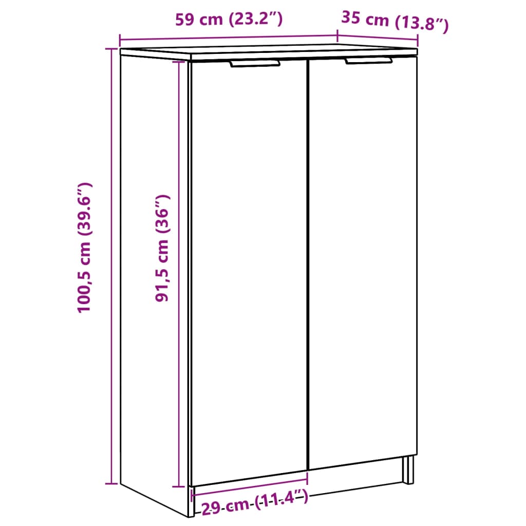 Armoire à chaussures Blanc 59x35x100 cm Bois d'ingénierie