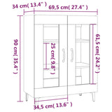 Buffet gris béton 69,5x34x90 cm bois d'ingénierie