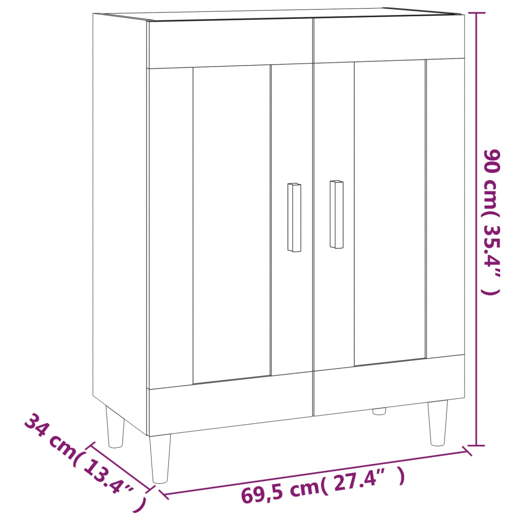 Buffet Noir 69,5x34x90 cm Bois d'ingénierie