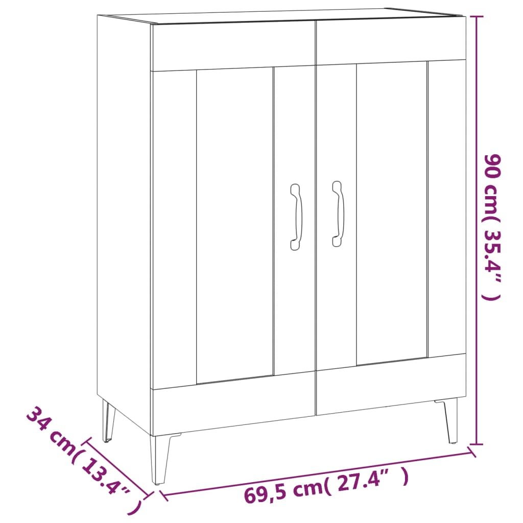 Buffet Noir 69,5x34x90 cm Bois d'ingénierie