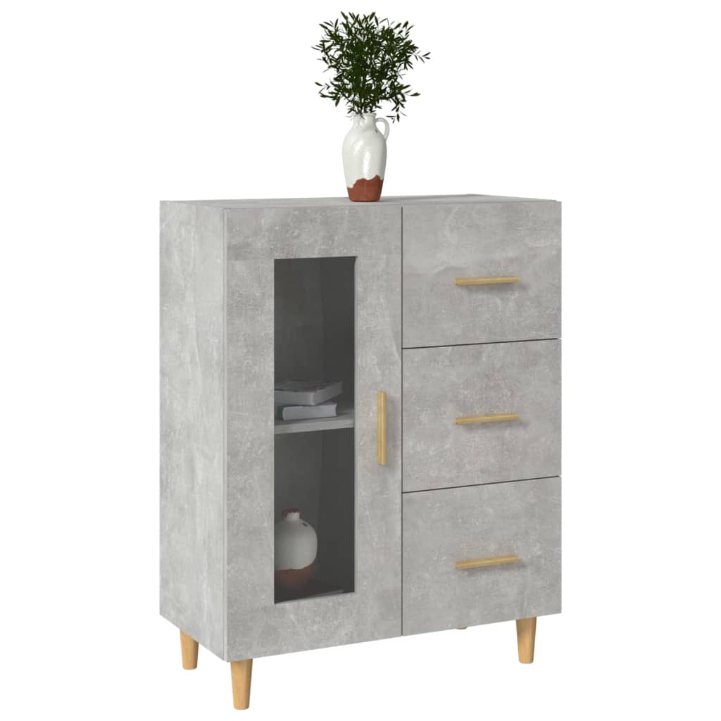 Buffet gris béton 69,5x34x90 cm bois d'ingénierie