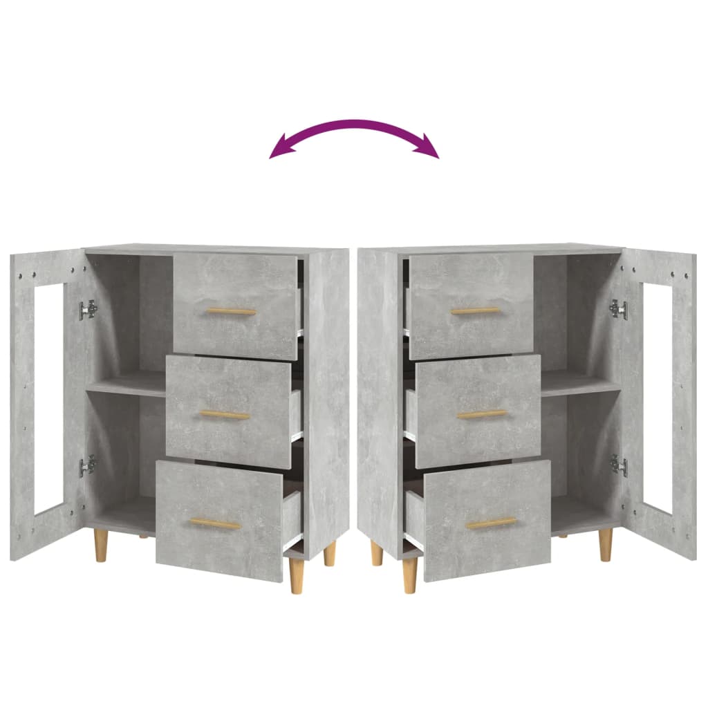 Buffet gris béton 69,5x34x90 cm bois d'ingénierie