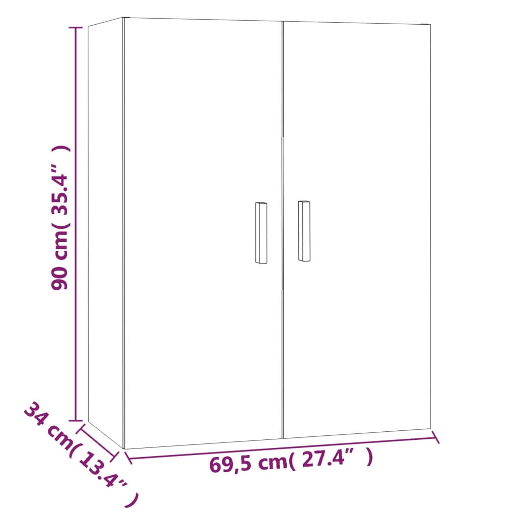 Hängender Wandschrank Weiß 69,5x34x90 cm