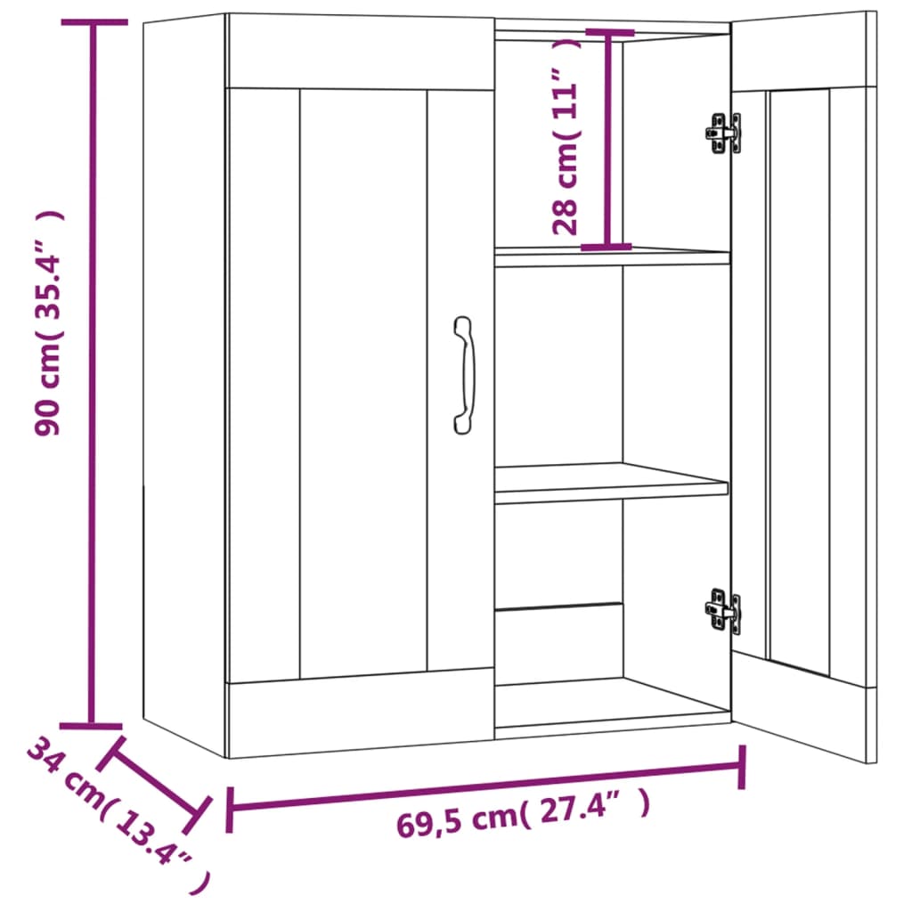 Hängewandschrank Sonoma-Eiche 69,5x34x90 cm