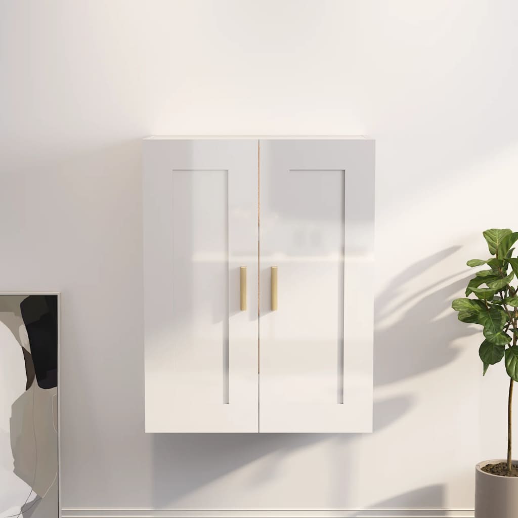 Armoire murale Blanc brillant 69,5x32,5x90 cm Bois d'ingénierie