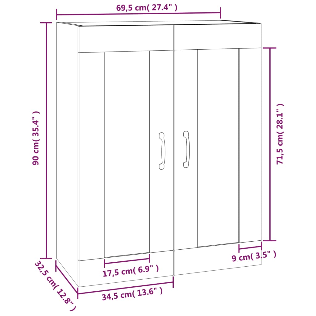 Armoire murale suspendue Chêne sonoma 69,5x32,5x90 cm