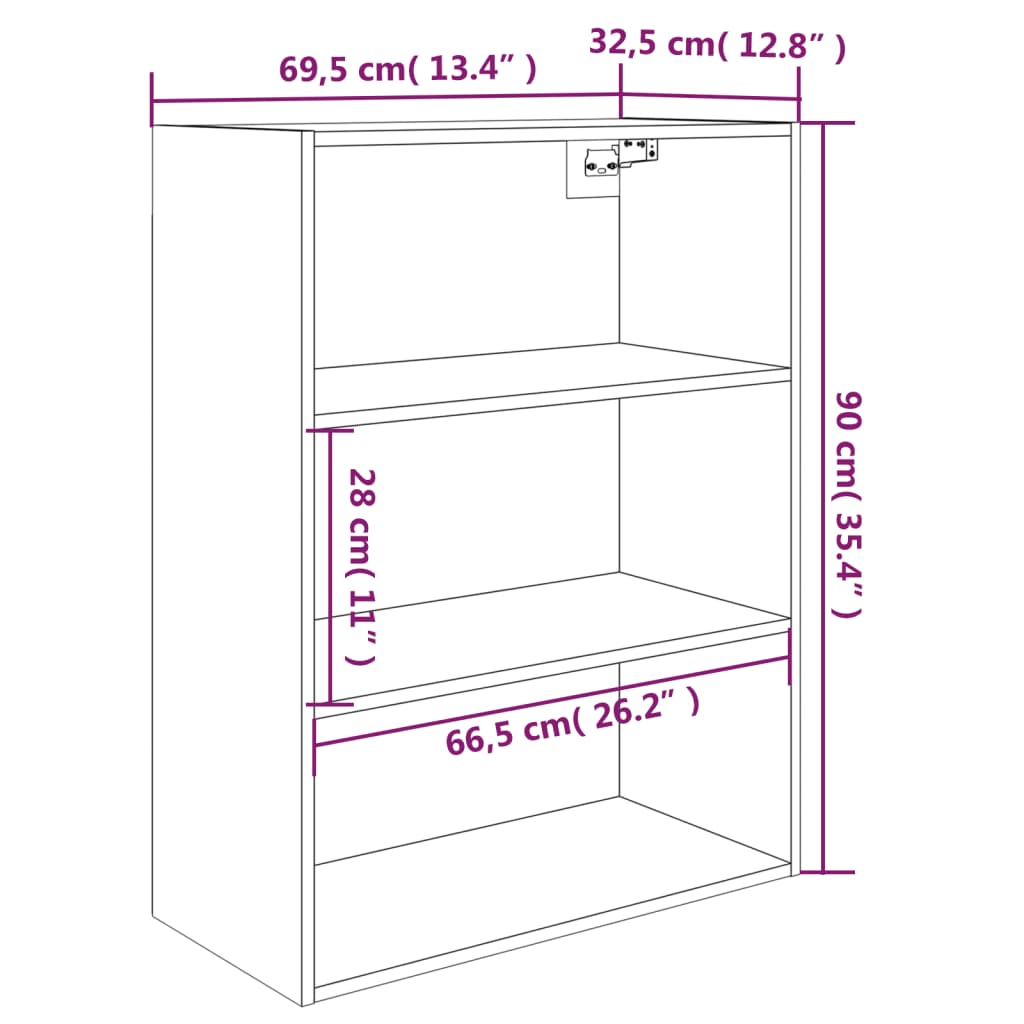 Armoire murale suspendue Blanc 69,5x32,5x90 cm