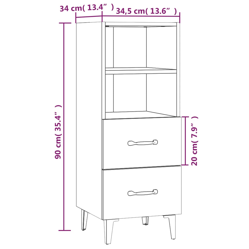 Sideboard Betongrau 34,5x34x90 cm Holzwerkstoff