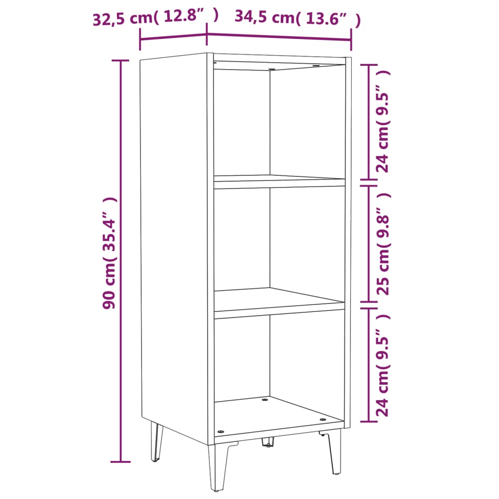 Buffet blanc 34,5x32,5x90 cm bois d'ingénierie