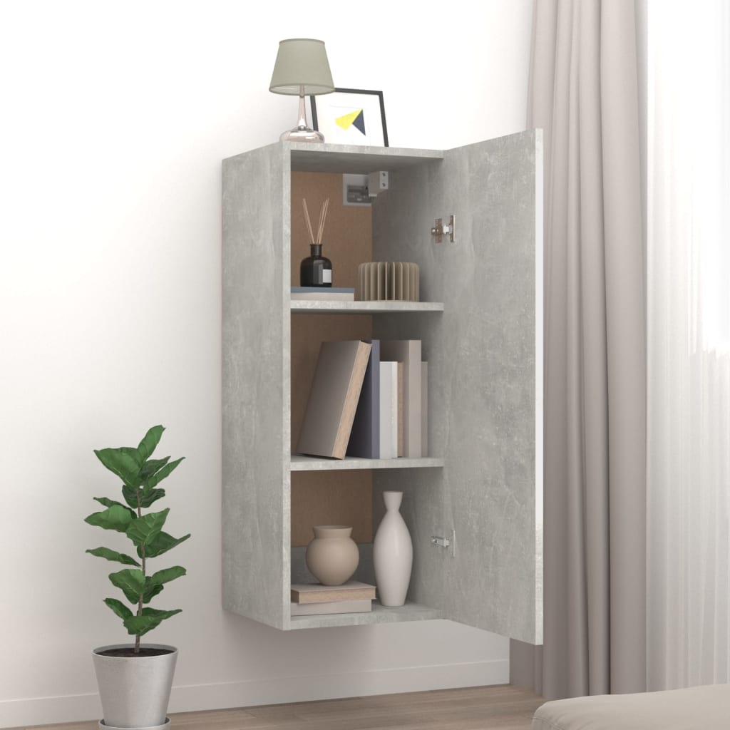 Armoire murale Gris béton 34,5x34x90 cm Bois d'ingénierie