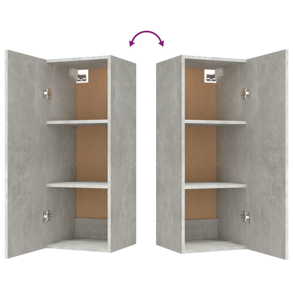 Armoire murale Gris béton 34,5x34x90 cm Bois d'ingénierie