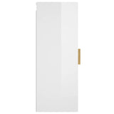 vidaXL Armoire murale Blanc brillant 34,5x34x90 cm Bois d'ingénierie