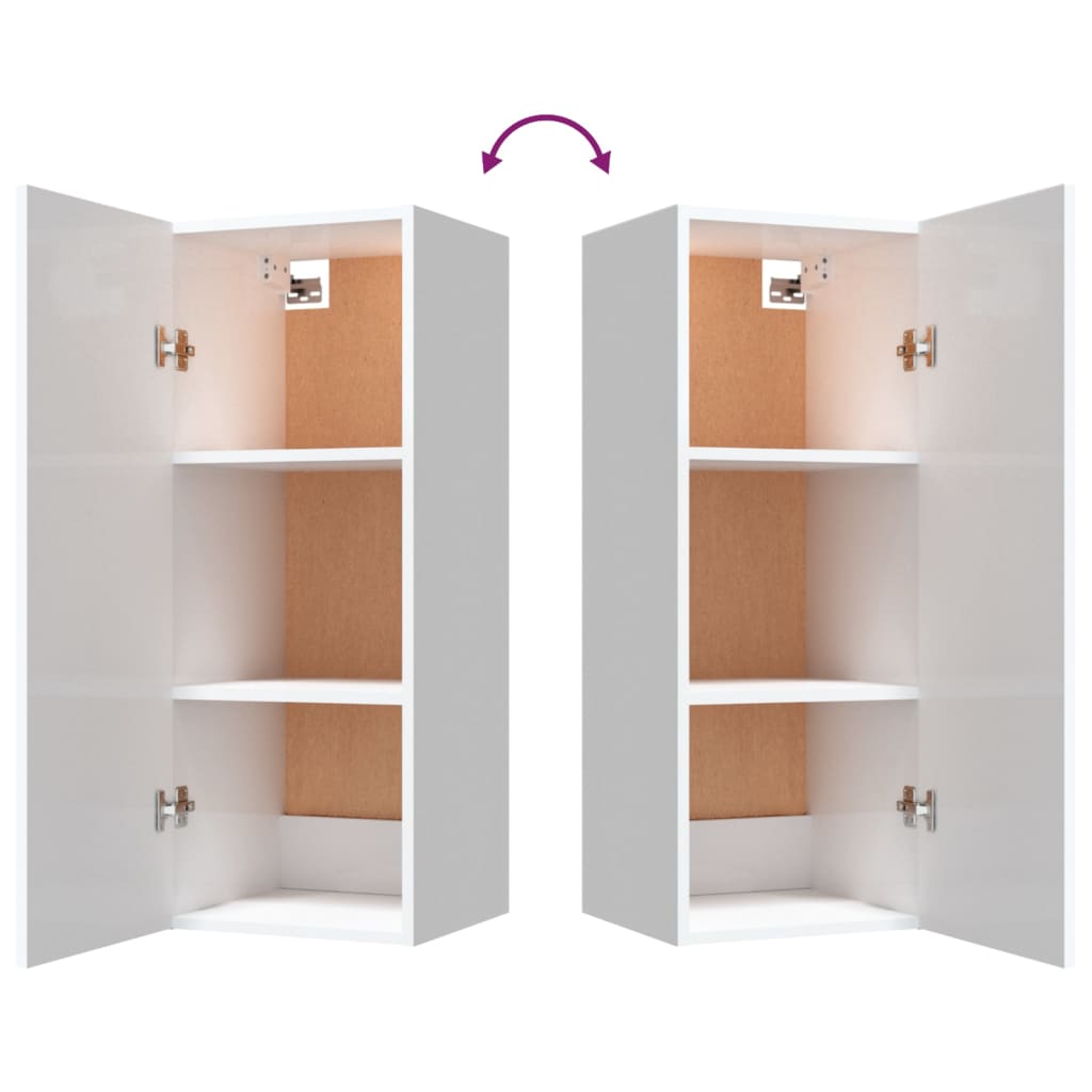 Armoire murale suspendue Blanc brillant 34,5x34x90 cm