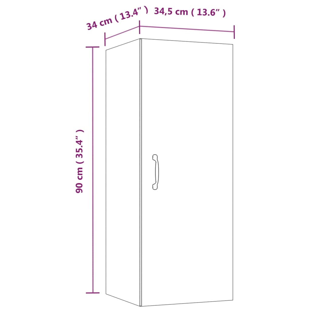 Armoire murale suspendue Blanc brillant 34,5x34x90 cm