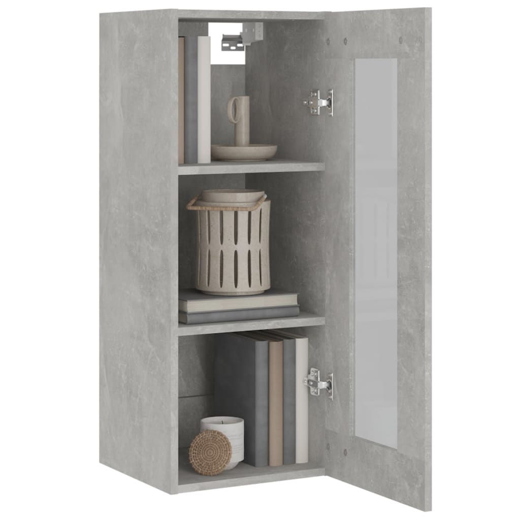 Armoire murale suspendue Gris béton 34,5x34x90 cm