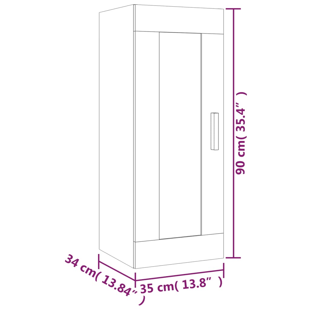 Armoire murale Blanc brillant 35x34x90 cm Bois d'ingénierie