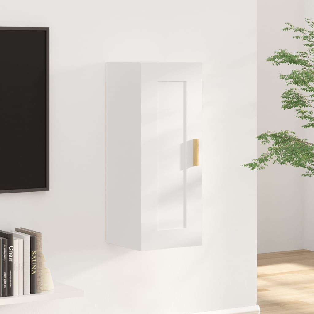 Armoire murale Blanc brillant 35x34x90 cm Bois d'ingénierie