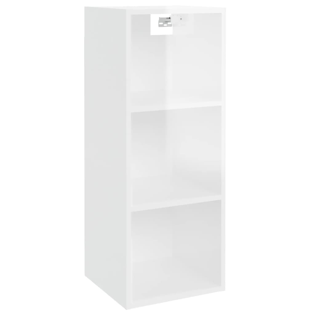 Wall cabinet Glossy white 34.5x32.5x90 cm Engineered wood