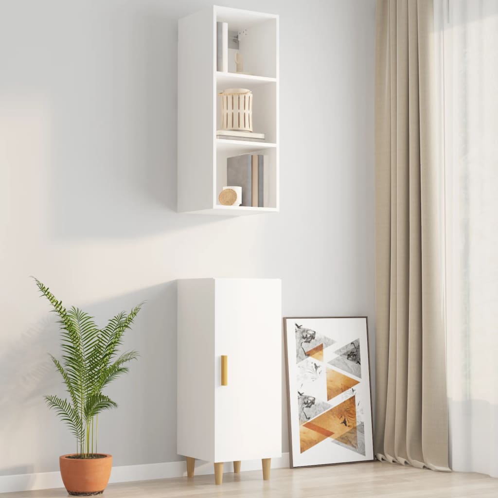 Wall cabinet Glossy white 34.5x32.5x90 cm Engineered wood