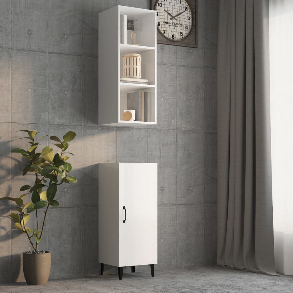 Wall cabinet Glossy white 34.5x32.5x90 cm Engineered wood