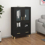 Buffet haut noir 70x31x115 cm bois d'ingénierie