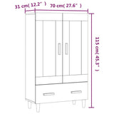 Buffet haut Blanc 70x31x115 cm Bois d'ingénierie