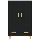 Buffet haut noir 70x31x115 cm bois d'ingénierie