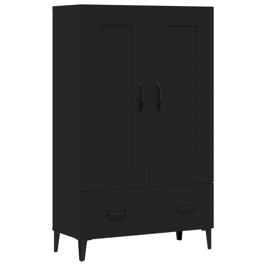 Buffet haut noir 70x31x115 cm bois d'ingénierie