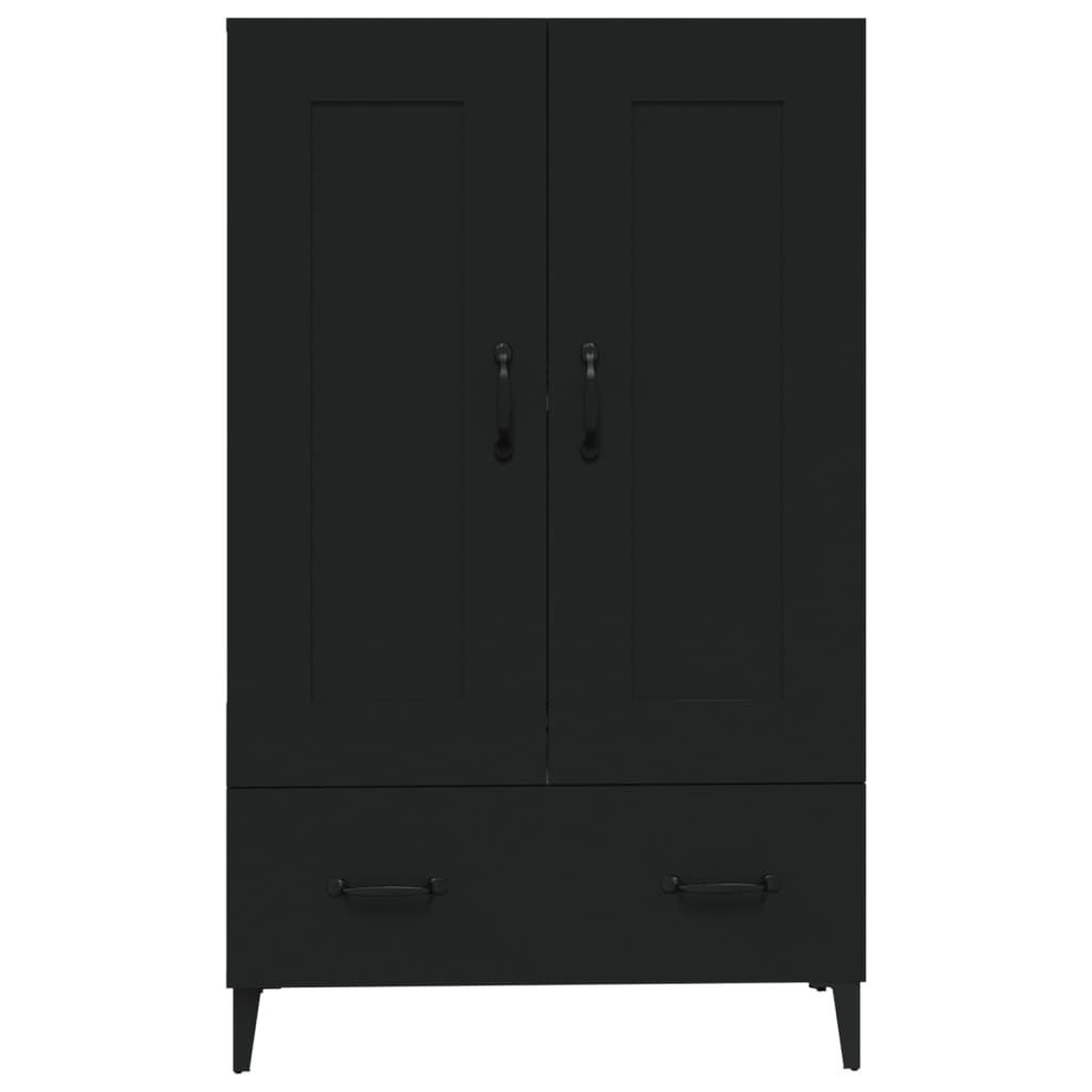 Buffet haut noir 70x31x115 cm bois d'ingénierie