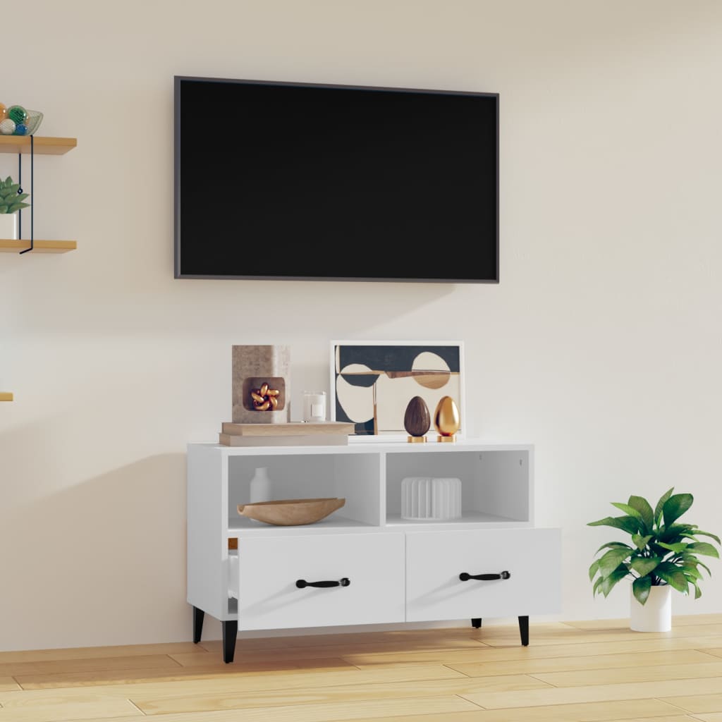 Meuble TV Blanc 80x36x50 cm Bois d'ingénierie